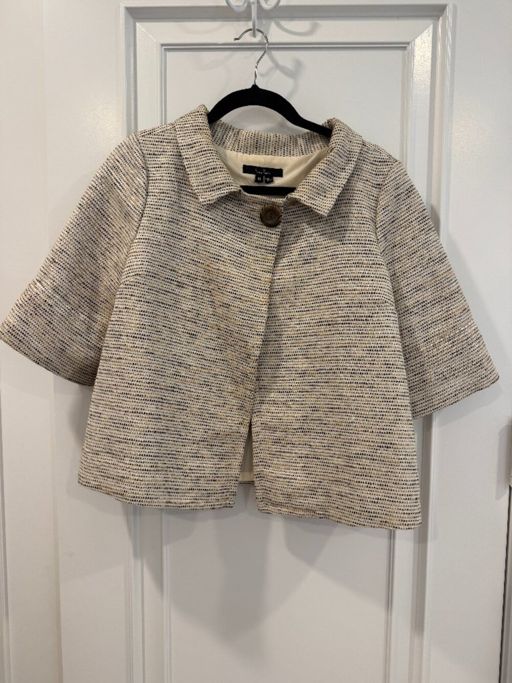 ECI New York - Textured Tweed Crop Jacket / Cape - 3/4 Sleeves - sz 10 women's